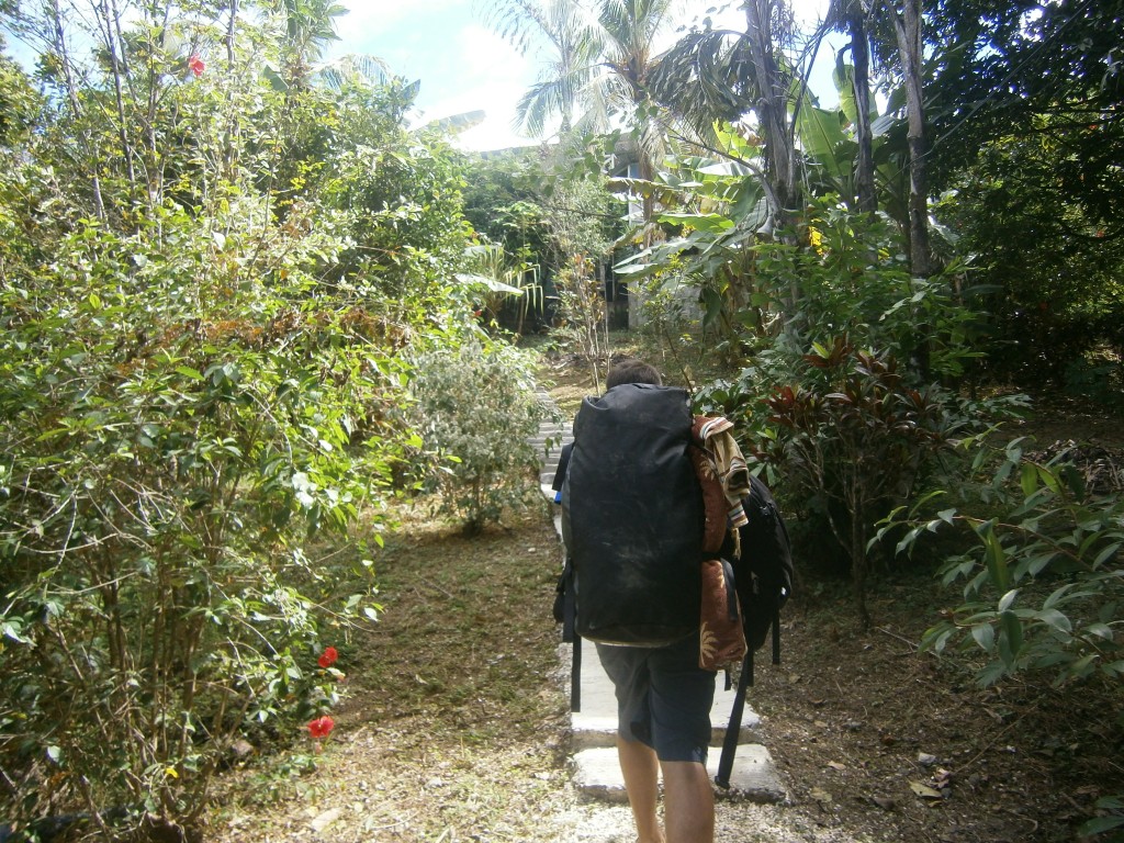 Walking up the stairs to Almost Paradise Hostel in Nosara 