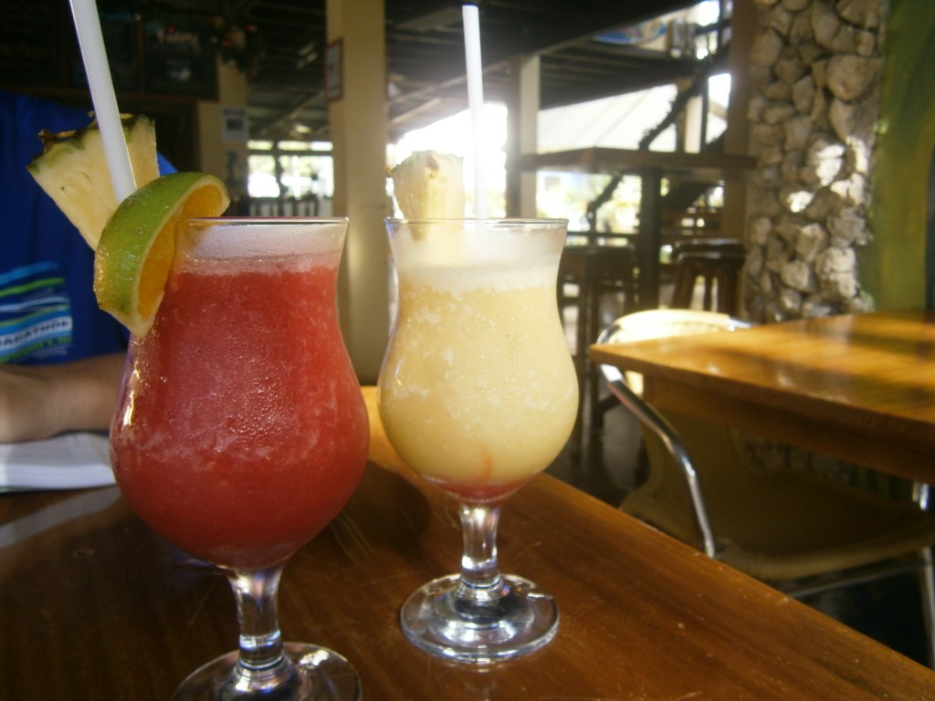 Strawberry Daquiri and Pina Colada at the Gilded Iguana 