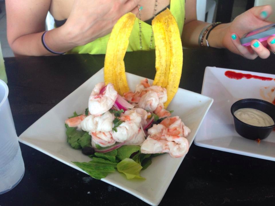 Shrimp ceviche at el ambique beach bar in Isla Verde Puerto Rico