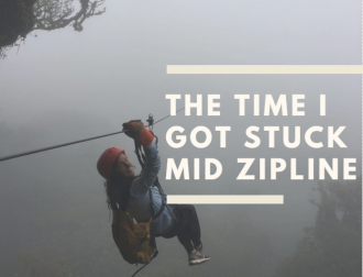 stuck on a zipline