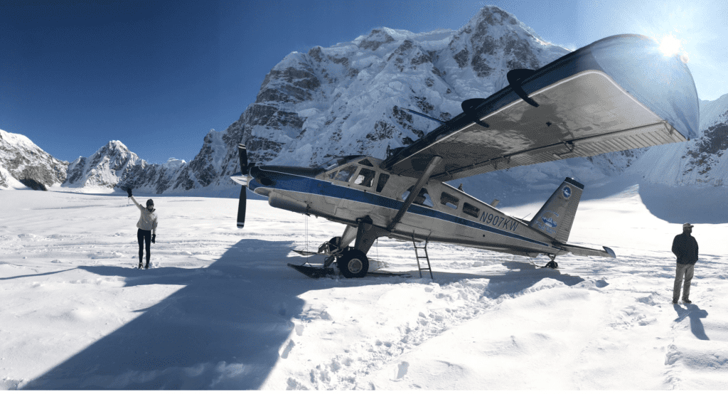 landing on a glacier Denali national park